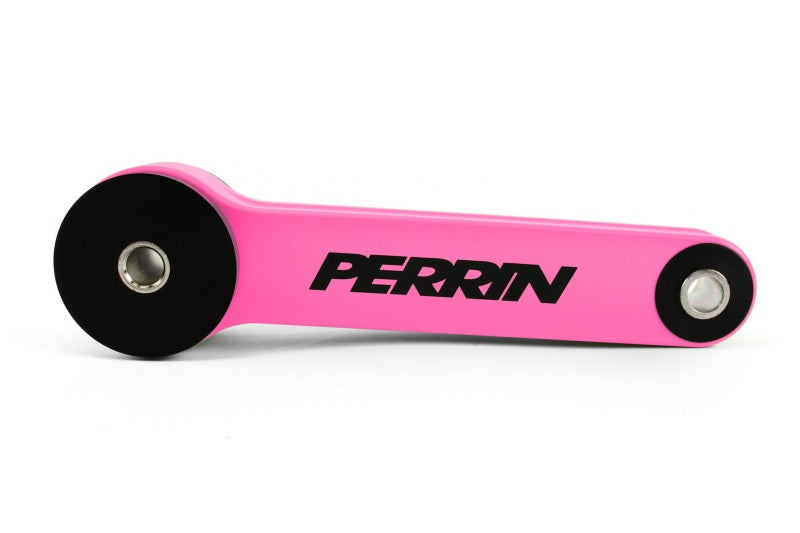 JDMuscle Perrin Hyper Pink Pitch Stop Mount for Subaru WRX, STI, LGT, FXT, with vibrant pink finish and durable construction.