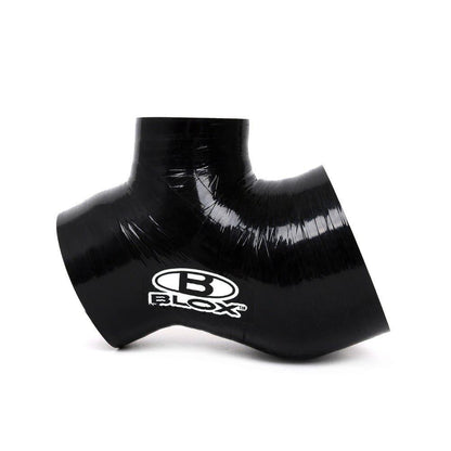 BLOX Racing turbo charge pipe kit with flange, hardware, and hoses for 2015-2021 Subaru WRX FA20DIT engine.