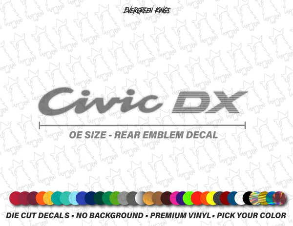Civic DX Rear Badge Decal for EG 92-95 Honda Civic - Evergreen Kings - Decals
