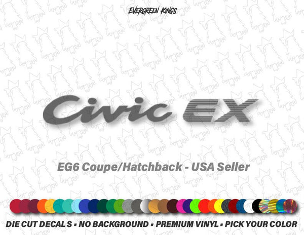 Civic EX Rear Badge Decal for EG 92-95 Honda Civic - Evergreen Kings - Decals