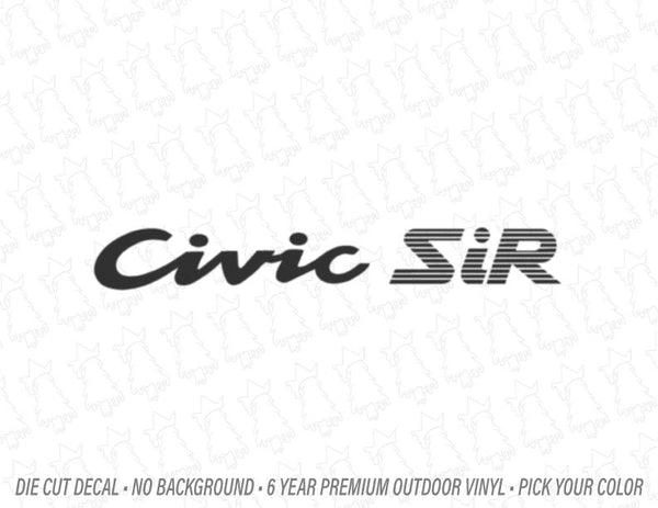 Civic SiR Rear Badge Decal for EG 92-95 Honda Civic EG Hatchback - Evergreen Kings - Decals