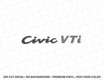 Civic VTi Rear Badge Decal for Honda Civic - Evergreen Kings - Decals