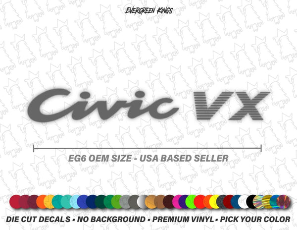 Civic VX Rear Badge Decal for EG 92-95 Honda Civic - Evergreen Kings - Decals