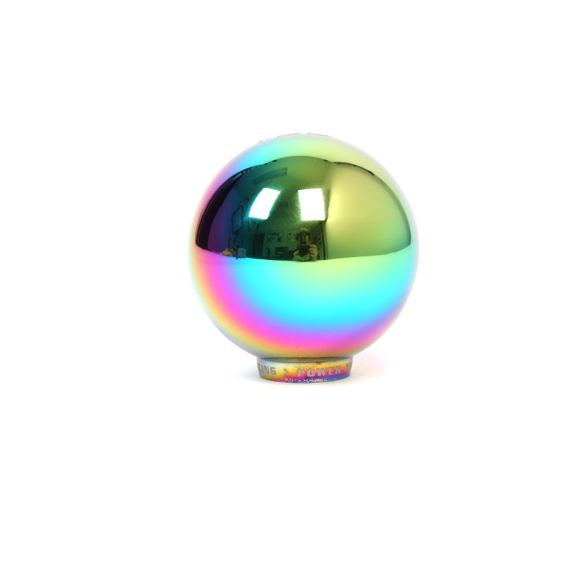 FR SPORT BLOX Racing V2 Neo Chrome spherical shift knob for manual transmission, 10x1.5 thread, close-up view.