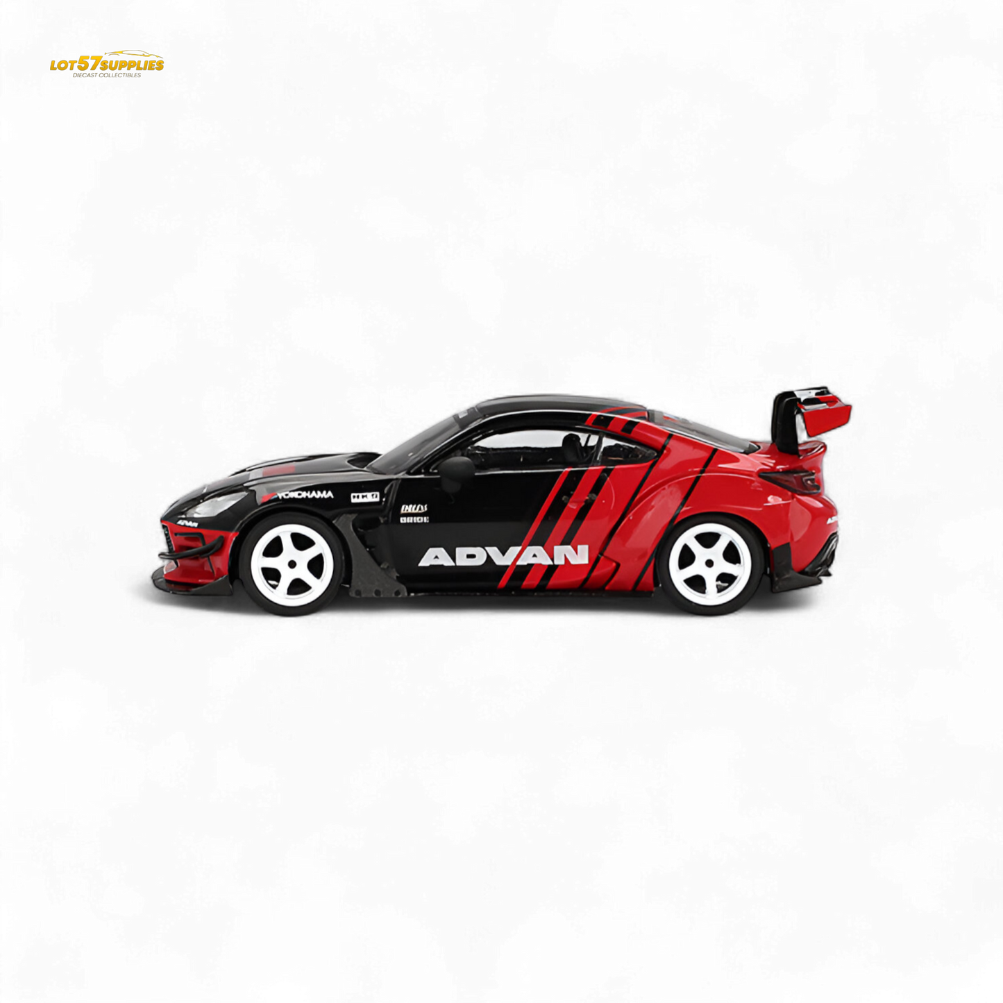 Mini-GT Toyota GR86 diecast model featuring HKS and ADVAN branding, detailed 1:64 scale toy car.