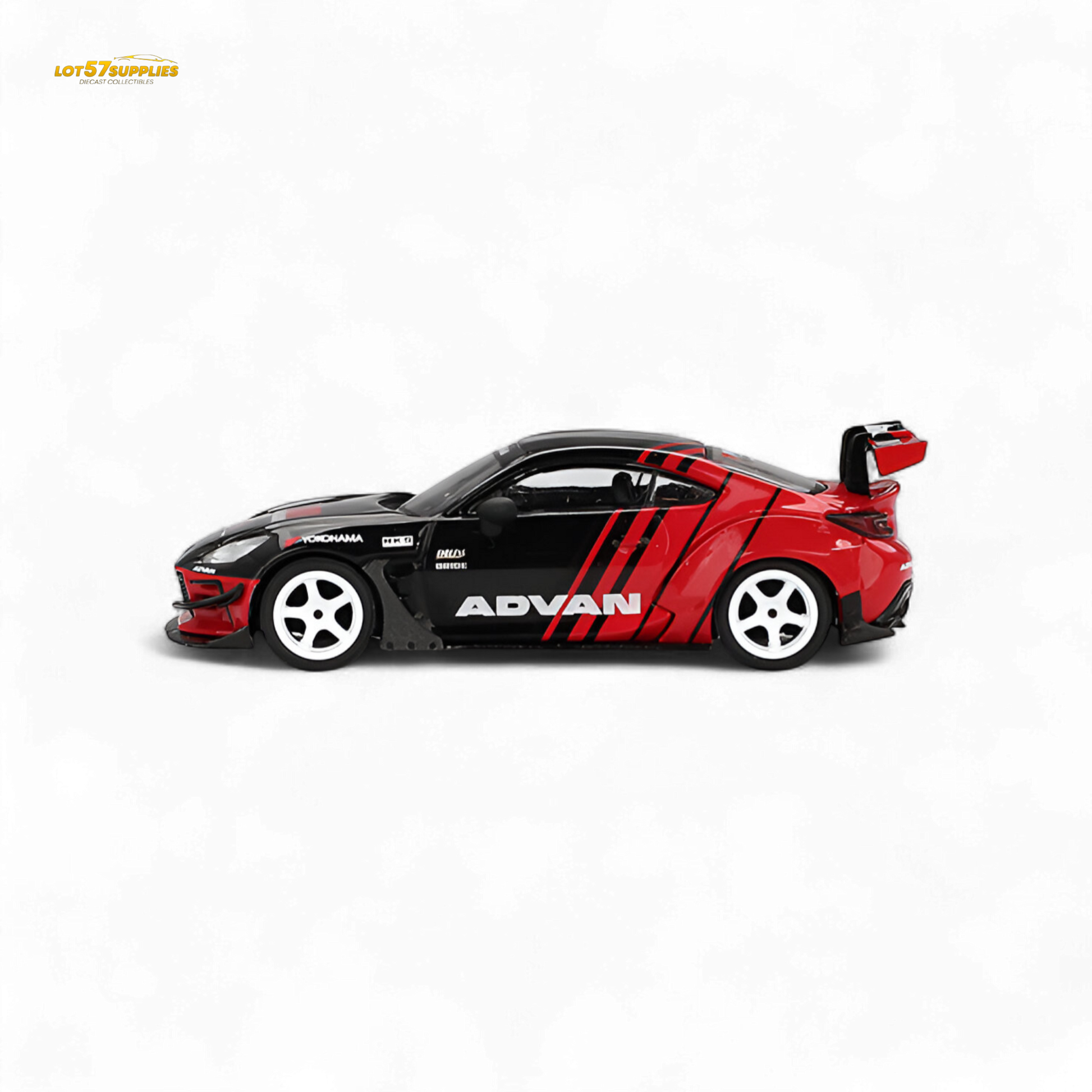 Mini-GT Toyota GR86 diecast model featuring HKS and ADVAN branding, detailed 1:64 scale toy car.