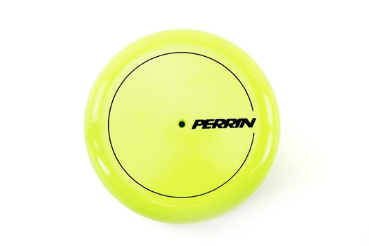PERRIN neon yellow oil filter cover for Subaru WRX, BRZ, and Toyota GR86 by JDMuscle