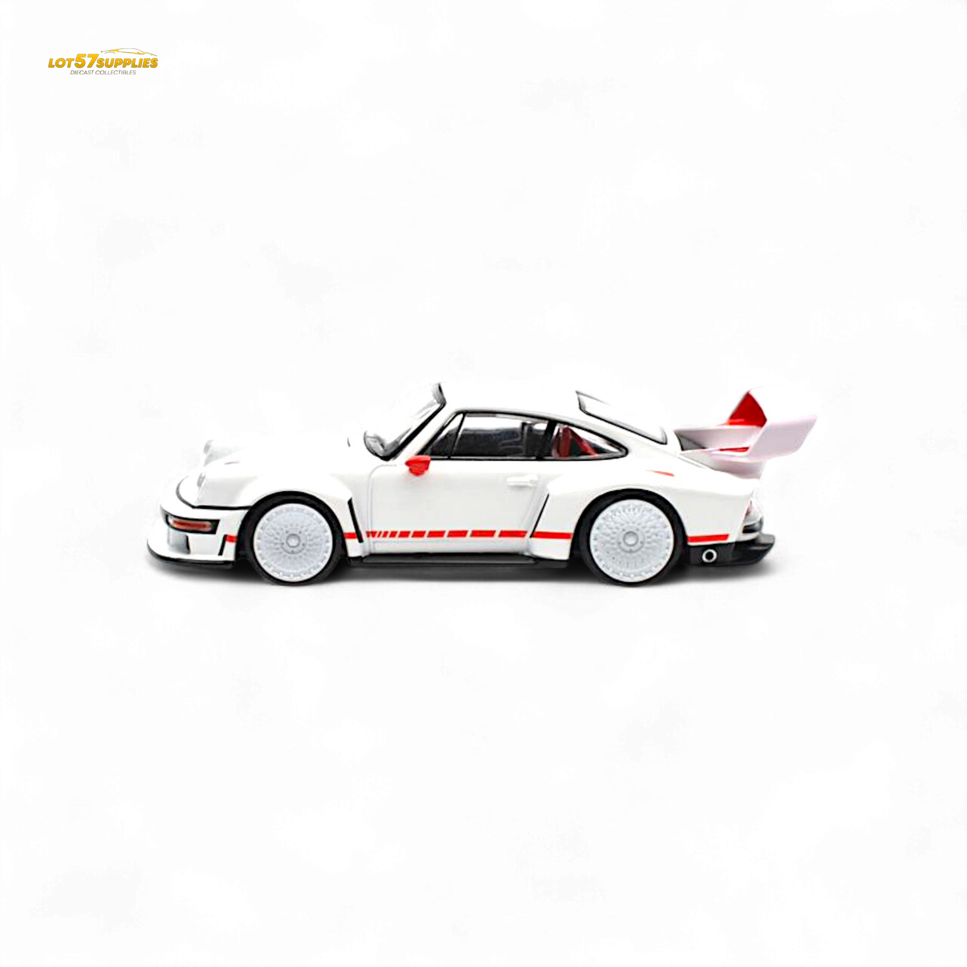 White Porsche Singer DLS Turbo diecast model in 1:64 scale, detailed replica from Lot57Supplies Diecast Shop.