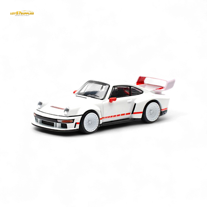 White Porsche Singer DLS Turbo 1:64 diecast model by Lot57Supplies, detailed Porsche race car with sleek design.