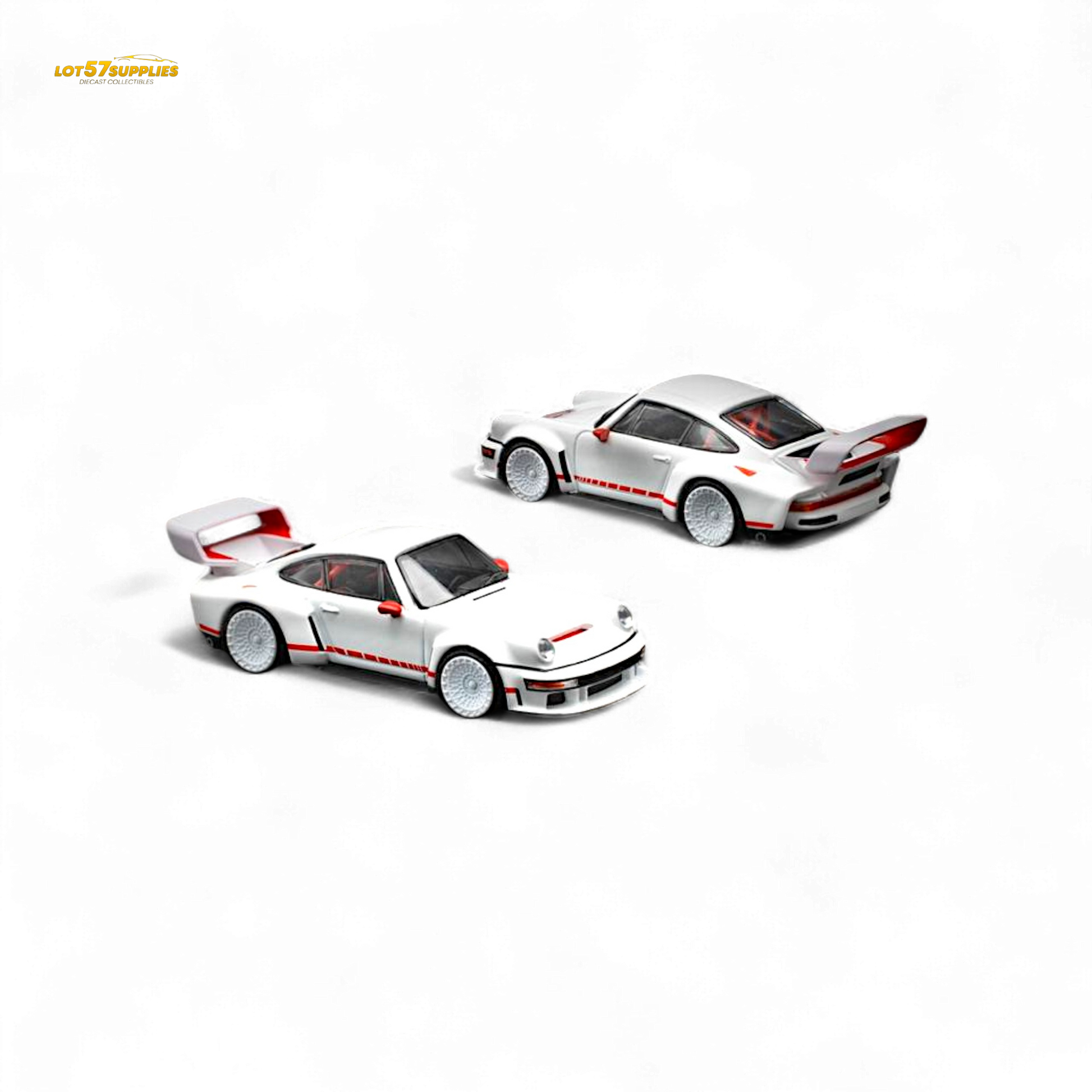 White Porsche Singer DLS Turbo diecast model in 1:64 scale, detailed replica from Lot57Supplies Diecast Shop.
