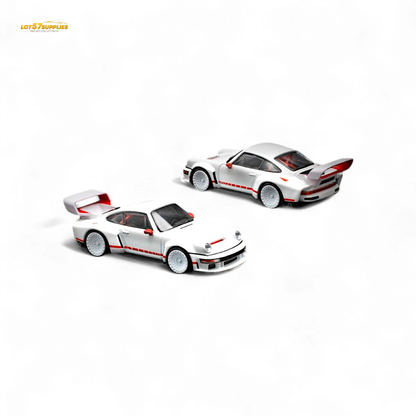 White Porsche Singer DLS Turbo diecast model in 1:64 scale, detailed replica from Lot57Supplies Diecast Shop.