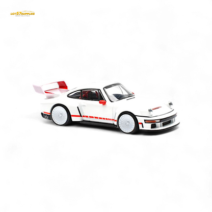 White Porsche Singer DLS Turbo diecast model car in 1:64 scale, detailed miniature by Lot57Supplies Diecast Shop.