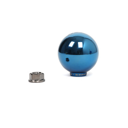 FR SPORT BLOX Racing V2 electric blue spherical shift knob for manual transmission, with 10x1.5 threading, in close-up view.