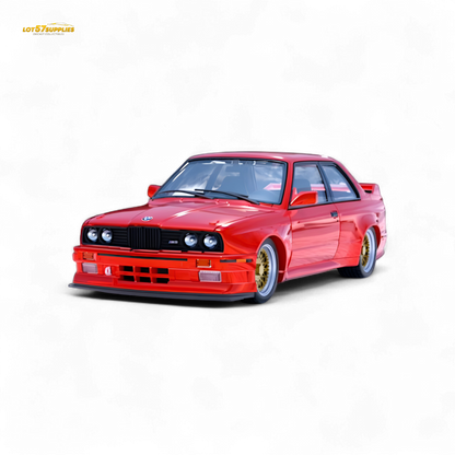 Red BMW M3 E30 diecast model in 1:64 scale by Lot57Supplies Diecast Shop, detailed miniature car with realistic features.