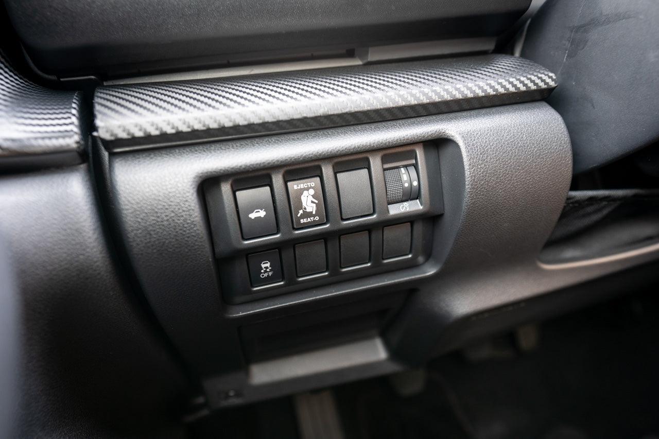 Vinyl Ejecto Seato Blank Button Cover for 2022-2025 Subaru WRX interior, custom StickerFab accessory, black finish