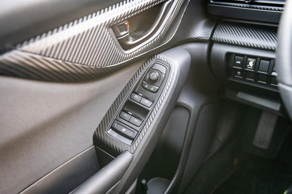 Vinyl Ejecto Seato Blank Button Cover for 2022-2025 Subaru WRX interior, shown on car dashboard in natural lighting