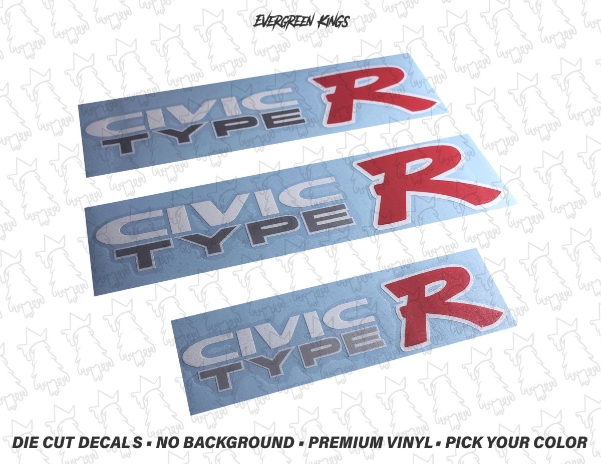 Type R Ek9 Sticker EK9 Civic Type R Decal Set - White Outline | Evergreen Kings