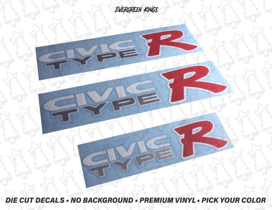 EK9 Civic Type R Decal Set - White Outline - Evergreen Kings - Decals