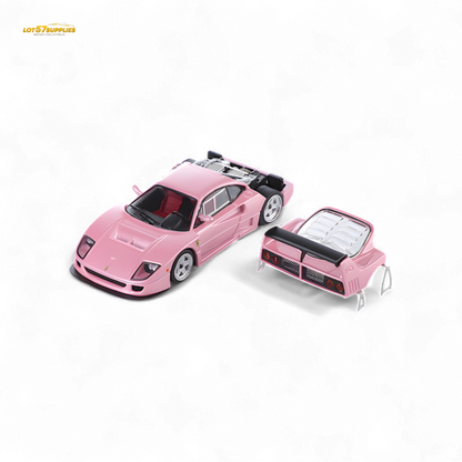 Pink Ferrari F40 LM diecast car by Stance Hunters, 1:64 scale, detailed model from Lot57Supplies Diecast Shop.