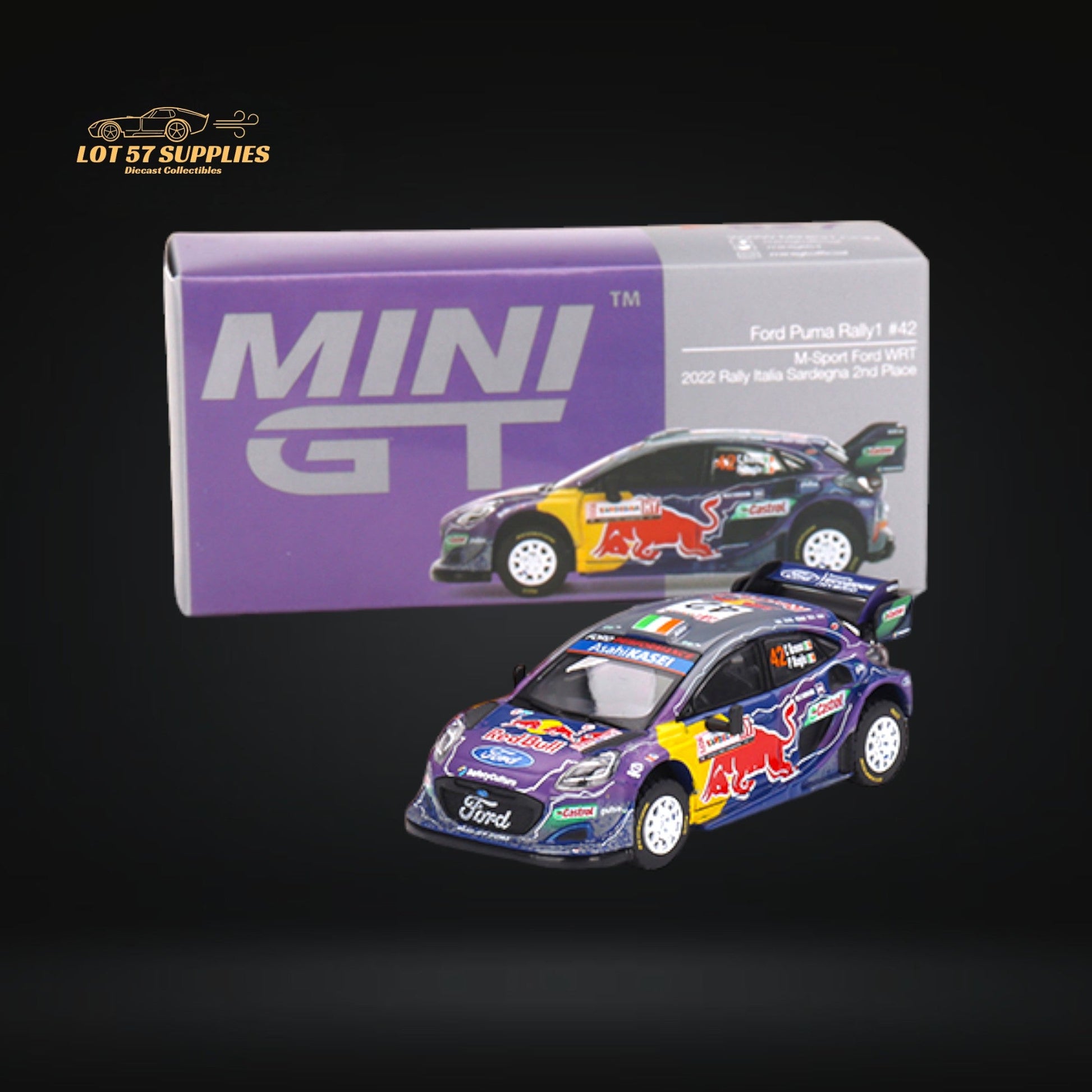 Mini-GT Ford Puma Rally1 #42 M-Sport Ford WRT 2022 1:64 - Evergreen Kings
