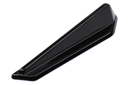 OLM Gloss Black JDM Style Canards for 2015-2021 Subaru WRX/STI, aerodynamic aero parts mounted on car's front bumper.