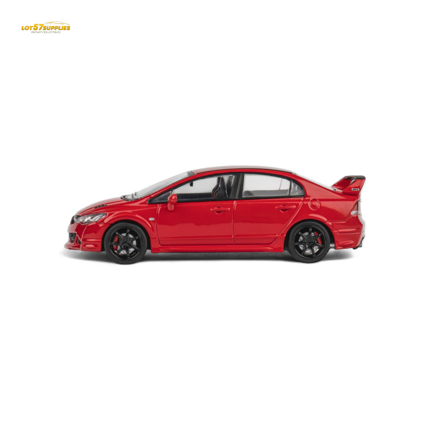 Red Honda Microturbo FD2 MUGEN RR diecast model in 1:64 scale, detailed miniature car with sporty design.