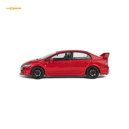 Red Honda Microturbo FD2 MUGEN RR diecast model in 1:64 scale, detailed miniature car with sporty design.