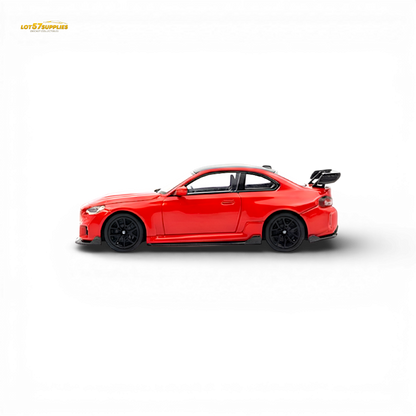 Red 1:64 scale BMW G87 M2 diecast model by Lot57Supplies Diecast Shop, detailed view of the high tail design.