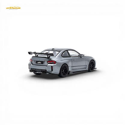 Detailed image of a 1:64 scale BMW G87 M2 ADRO diecast model in titanium grey from Lot57Supplies Diecast Shop.