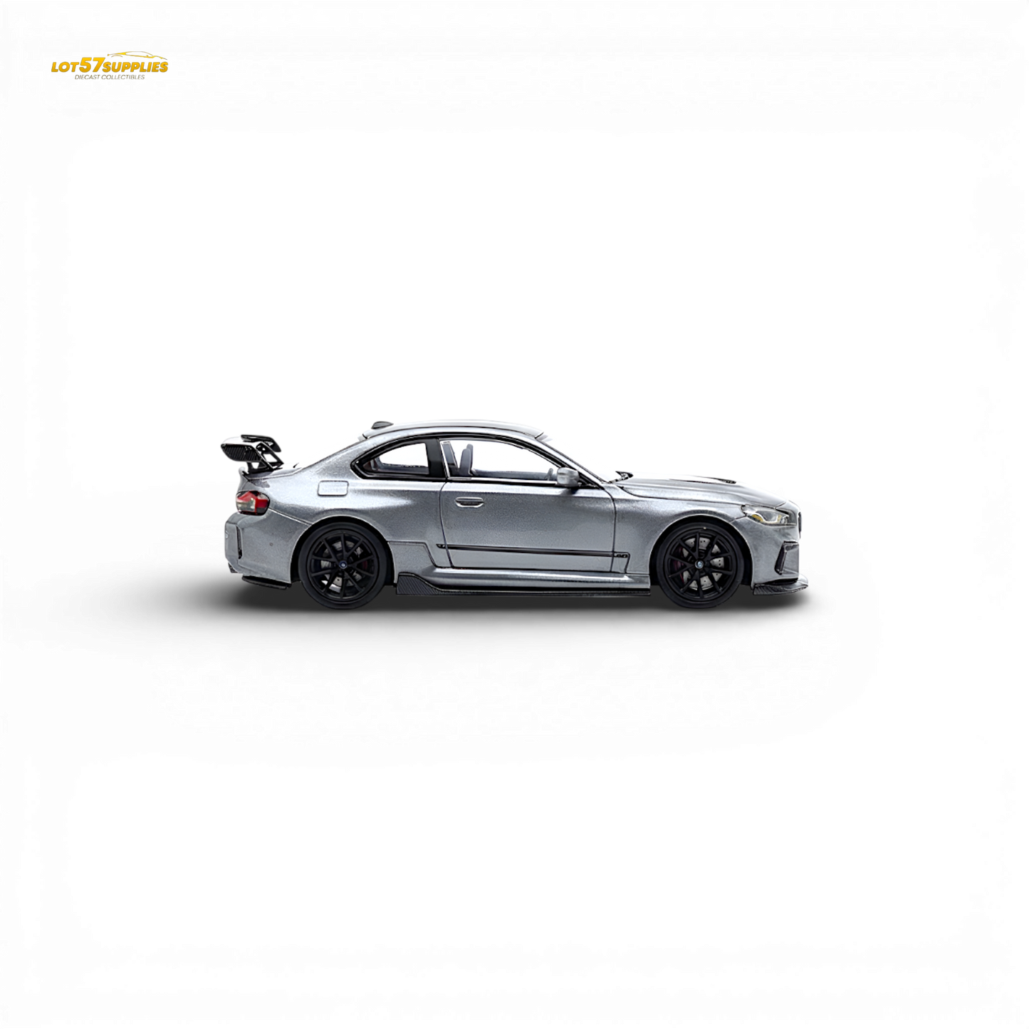 Pre-order SW BMW G87 M2 ADRO diecast model in low tail Titanium Grey, 1:64 scale, featuring detailed exterior and sporty design.