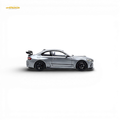 Pre-order SW BMW G87 M2 ADRO diecast model in low tail Titanium Grey, 1:64 scale, featuring detailed exterior and sporty design.