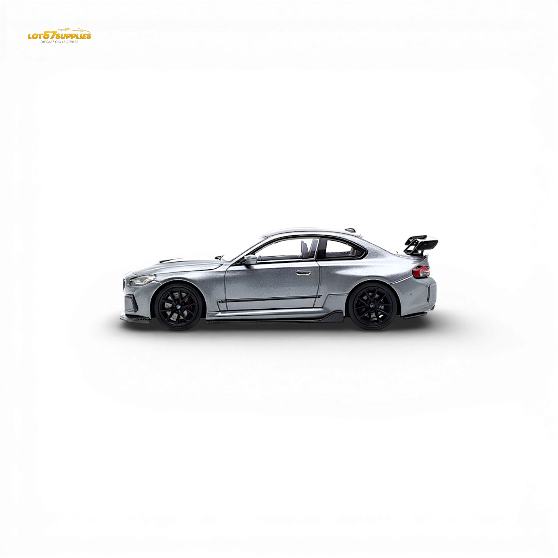 Pre-order SW BMW G87 M2 ADRO diecast model in low tail Titanium Grey, 1:64 scale, from Lot57Supplies Diecast Shop.