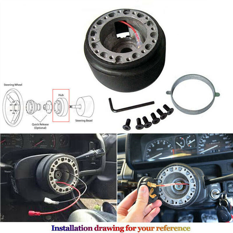 350mm Suede Racing Steering Wheel + 6-Bolt Hub Adapter Kit - Honda Civic / Acura Integra / Del Sol