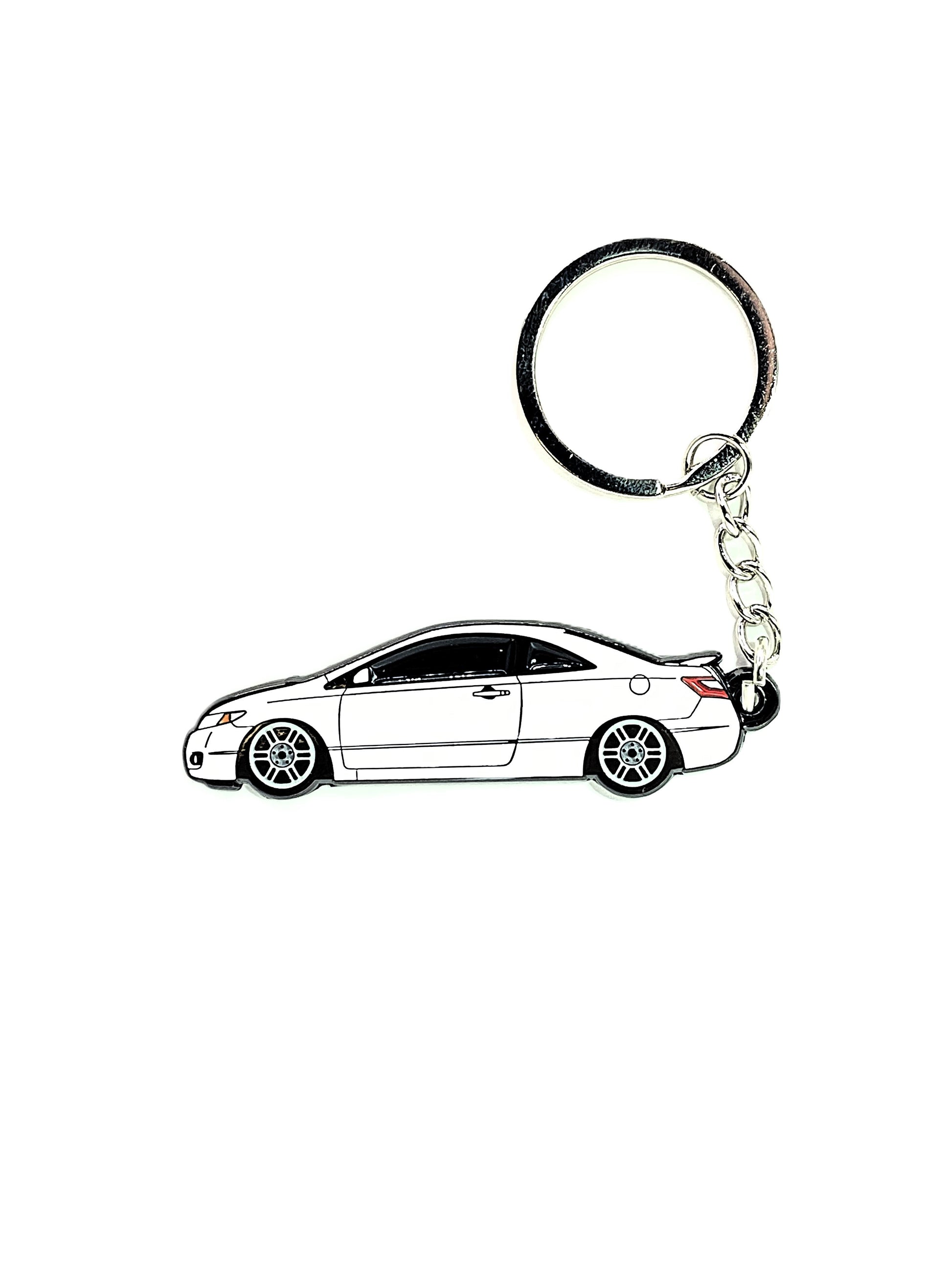 8th Gen Coupe keychains by Drift Pins featuring detailed car emblem design and durable metal construction.