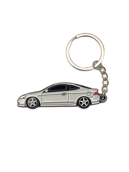 Drift Pins RSX Type S keychain with metal charm featuring RSX Type S logo, attached to a keyring for car enthusiasts.