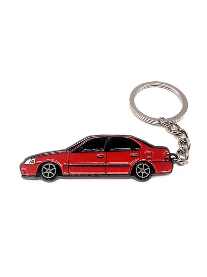 EK Sedan keychain by Drift Pins featuring a detailed car-shaped design on a metal keyring.