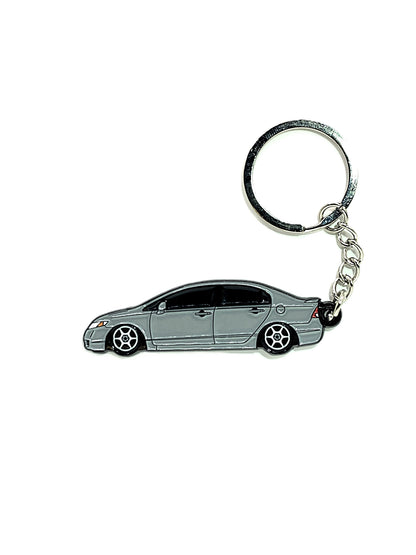 Drift Pins 8th Gen Sedan keychains featuring detailed car-shaped design with metal finish, perfect for automotive enthusiasts.