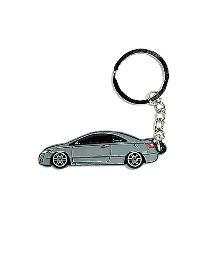 Drift Pins 8th Gen Coupe keychain featuring a detailed miniature car model on a metal keyring.