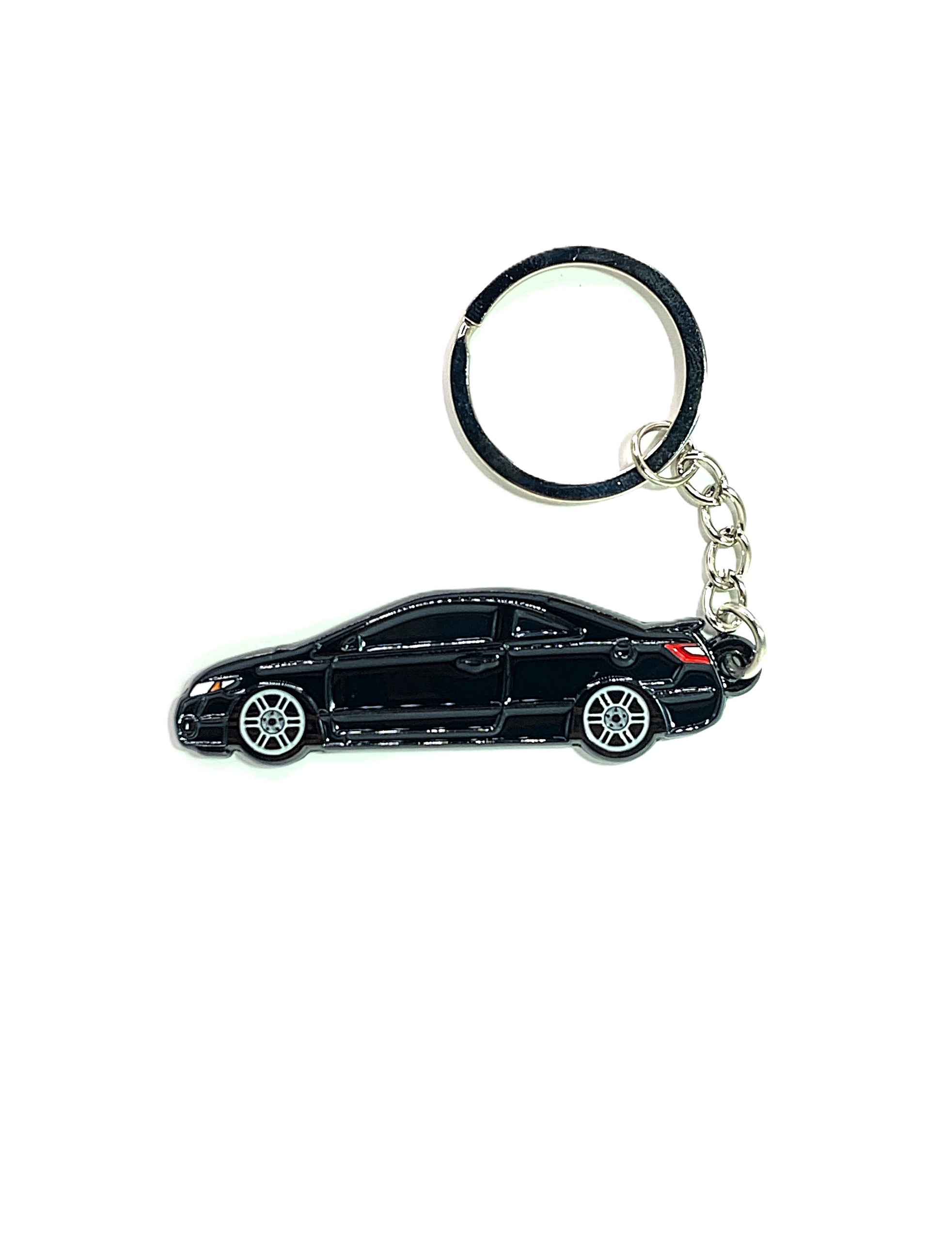 Drift Pins 8th Gen Coupe keychain featuring a detailed metal replica of the car's front view with logo and branding.