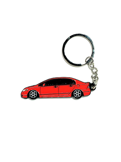 Drift Pins 8th Gen Sedan keychain featuring a detailed metal design, perfect for car enthusiasts and key organization.