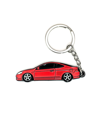 RSX Type S keychains by Drift Pins, featuring detailed automotive design on a metal keychain, perfect for car enthusiasts.
