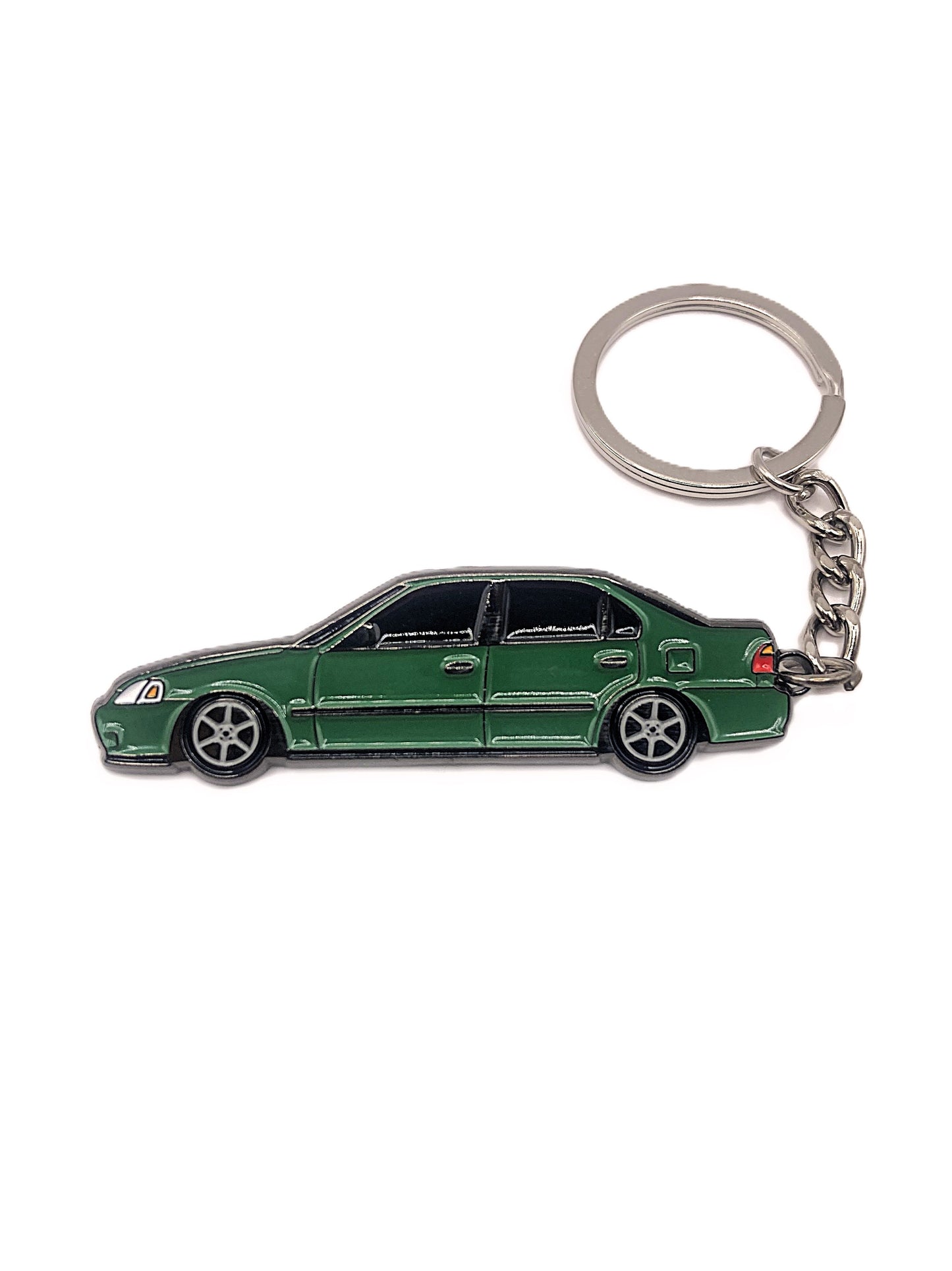 EK Sedan keychain by Drift Pins, a detailed metal accessory with EK Sedan branding, ideal for car enthusiasts.