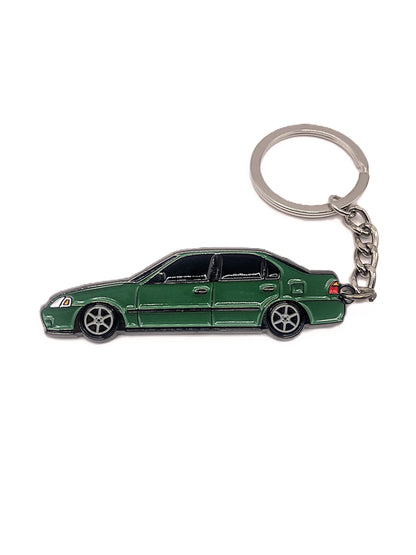 EK Sedan keychain by Drift Pins, a detailed metal accessory with EK Sedan branding, ideal for car enthusiasts.