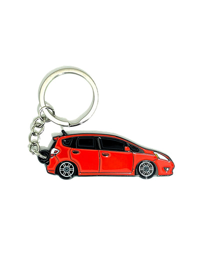 Drift Pins GE Fit Keychains with metal keyring and engraved branding, showcasing a sleek and durable design.