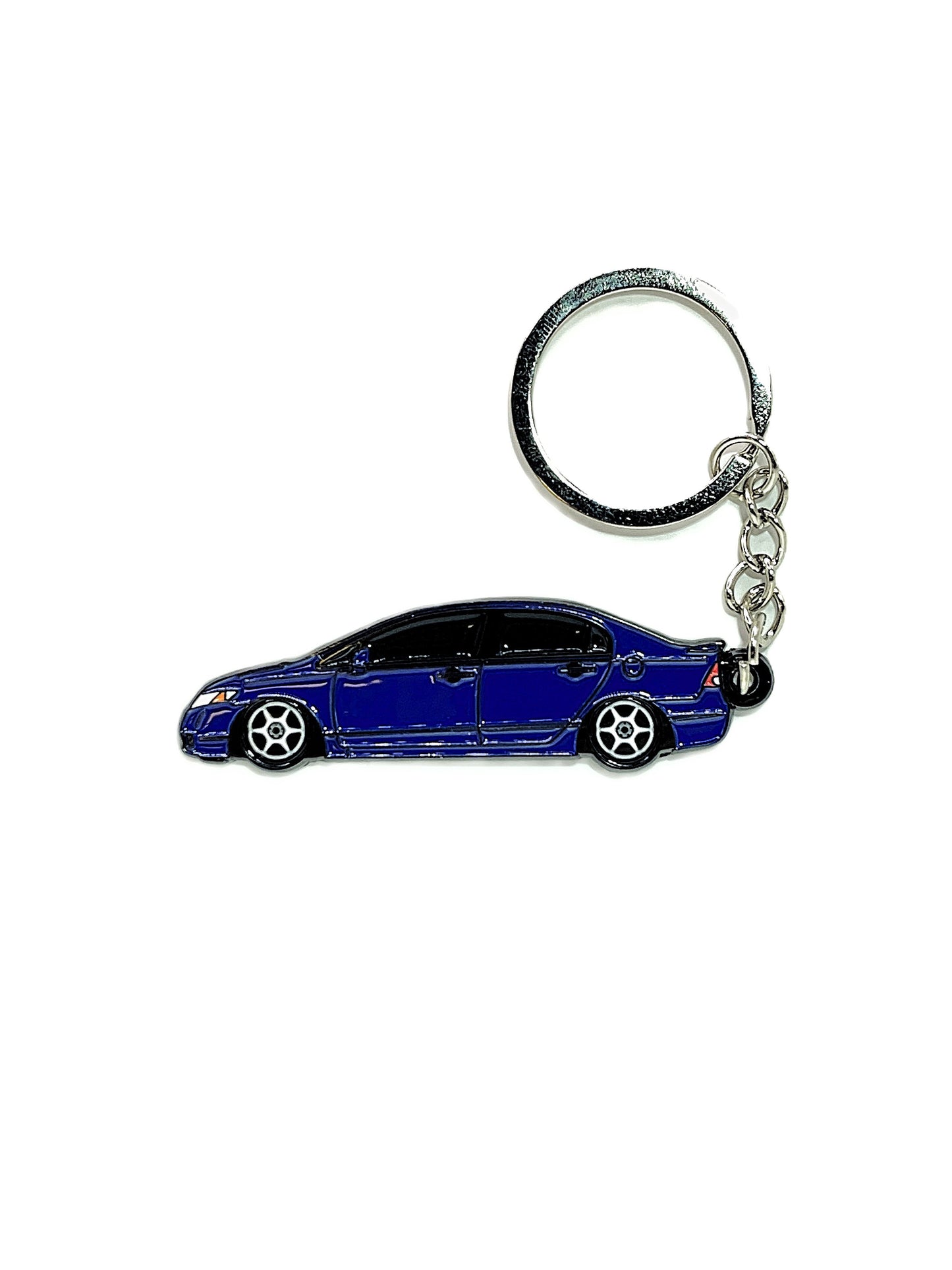 Drift Pins 8th Gen Sedan keychains featuring metallic key fob designs on a neutral background.