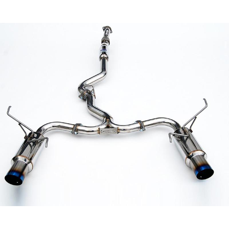 Invidia N1 Dual Titanium Cat Back Exhaust system for 2008-2014 Subaru STI and 2011-2014 WRX Hatchback, with titanium tips.