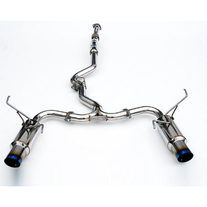 Invidia N1 Dual Titanium Cat Back Exhaust system for 2008-2014 Subaru STI and 2011-2014 WRX Hatchback, with titanium tips.