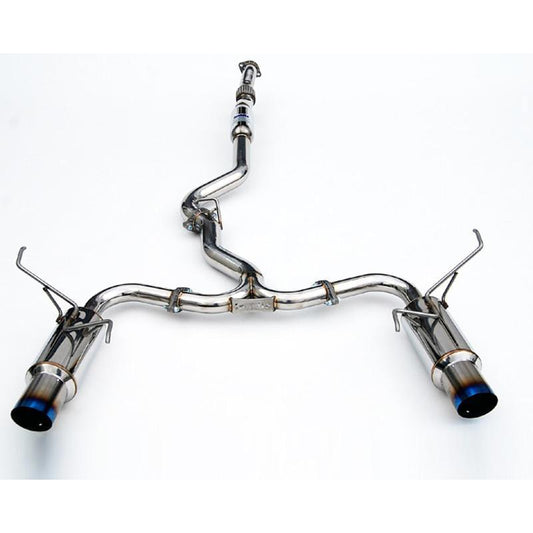 Invidia N1 Dual Titanium Cat Back Exhaust system for 2008-2014 Subaru STI and 2011-2014 WRX Hatchback, with titanium tips.