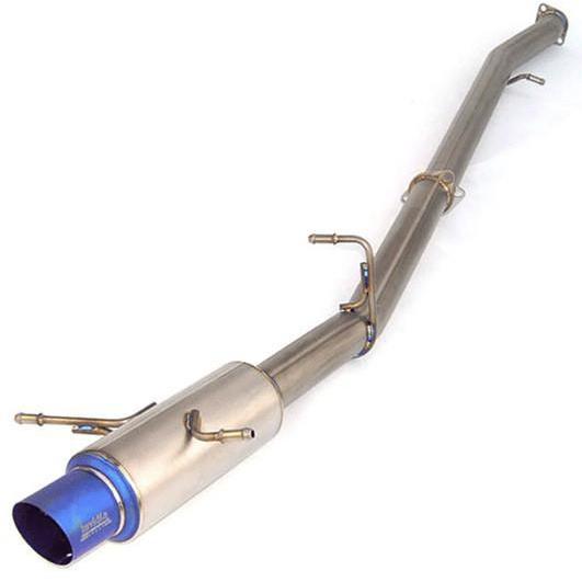 Invidia full titanium cat-back exhaust system for Subaru WRX/STI 2002-2007, showcasing polished titanium piping and muffler.