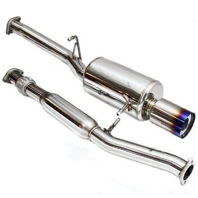 Invidia G200 Racing Titanium Cat-Back Exhaust System for Subaru WRX/STI 2002-2007, showing polished titanium pipes and muffler.